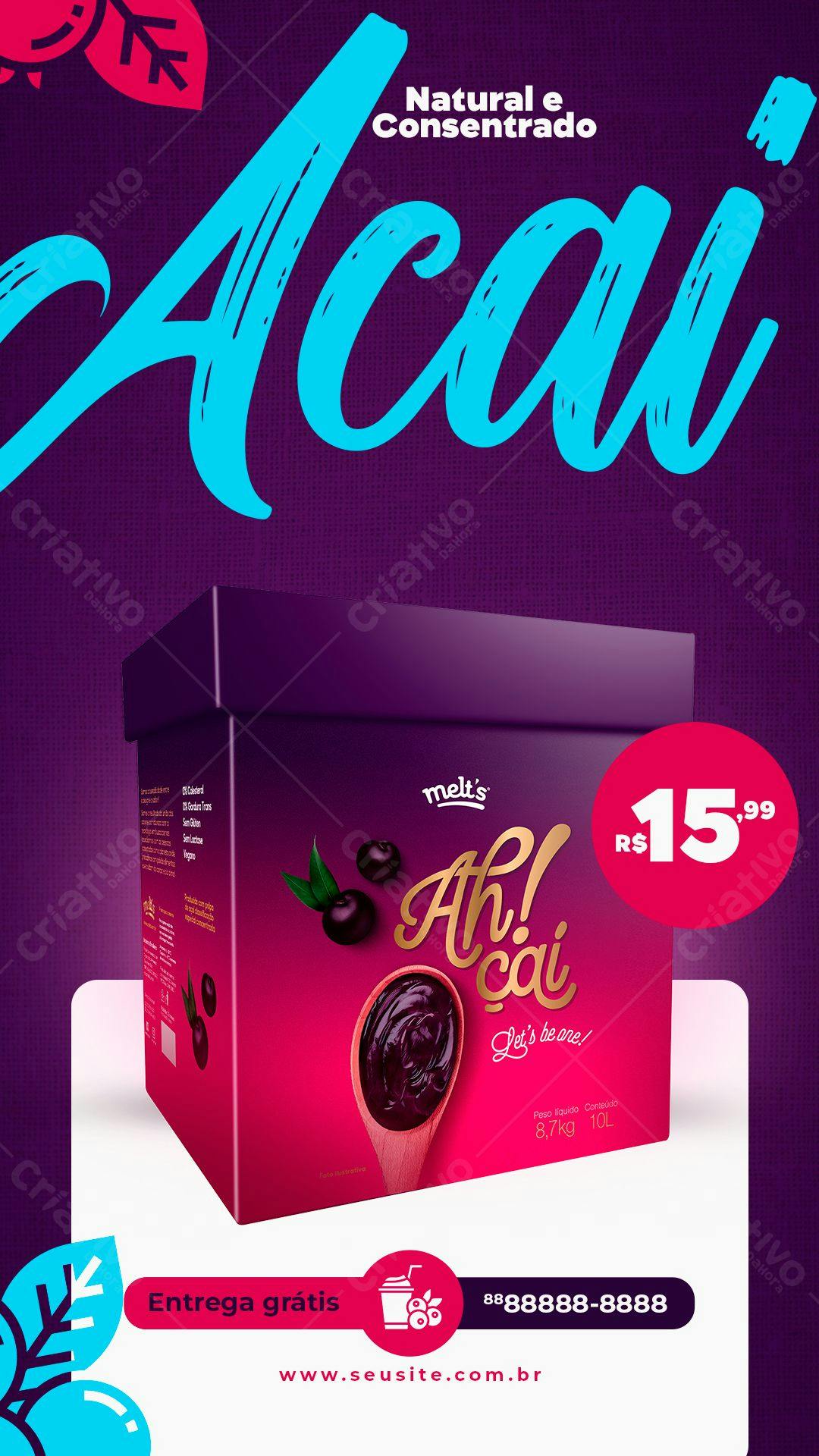 Embalagem para Açaí PSD Editável