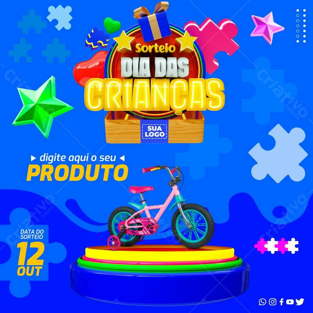 Banner Dia das Crianças com Bicicleta PSD Editável