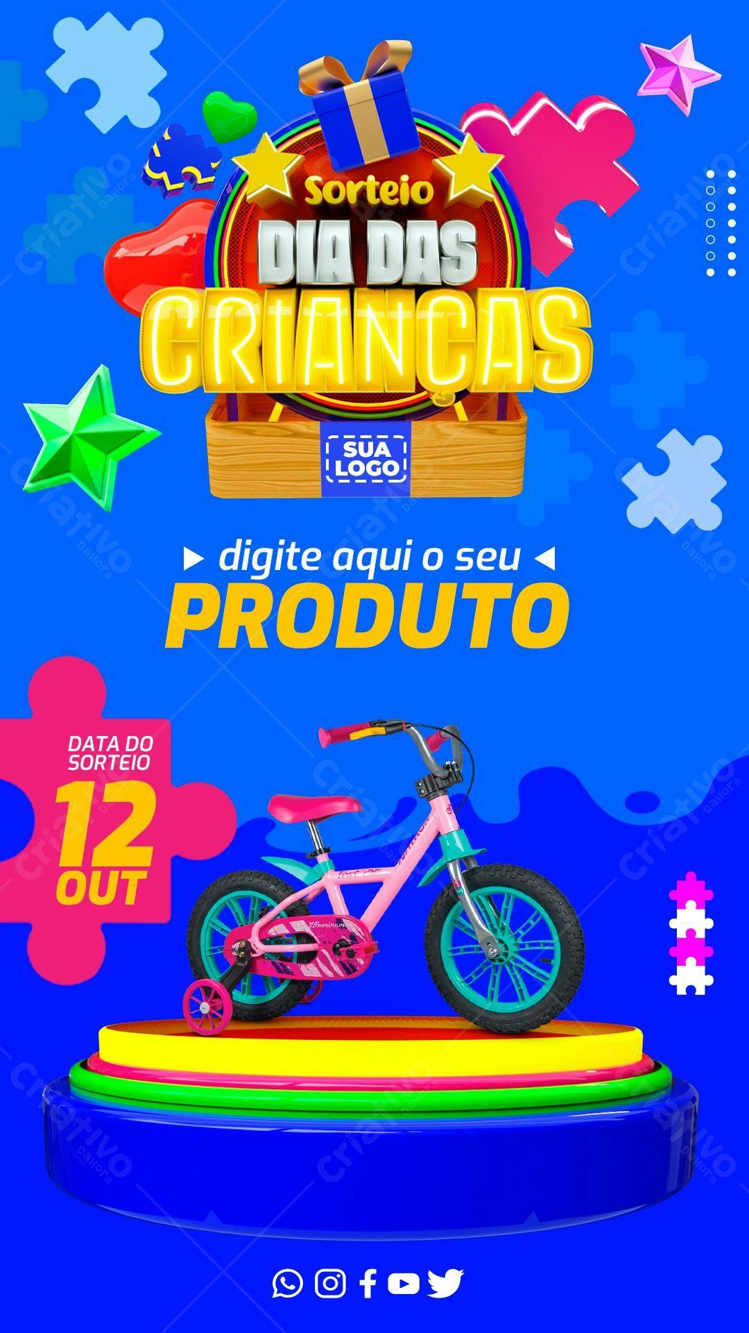 Banner Dia das Crianças com Bicicleta PSD Editável