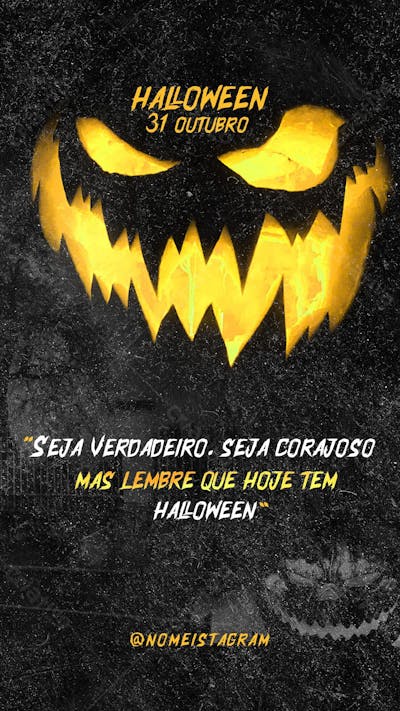 Stories Halloween Frase Tematica Amarelo Social Media Psd Editável