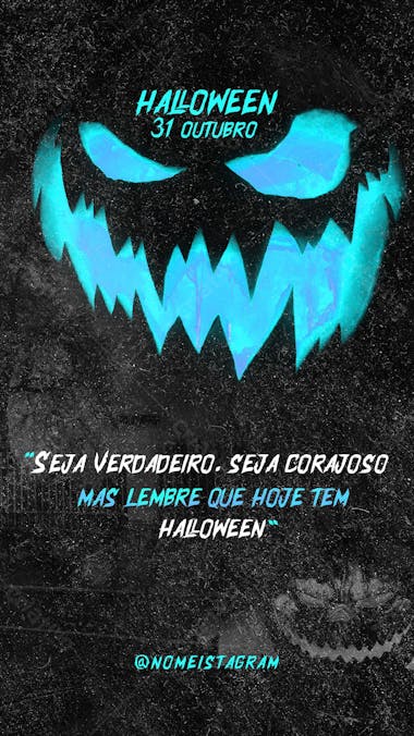 Stories halloween frase tematica azul social media psd editável