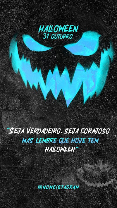 Stories Halloween Frase Tematica Azul Social Media Psd Editável
