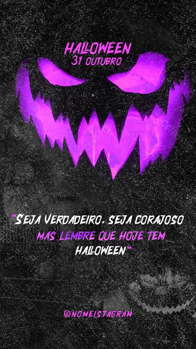 Stories Halloween Frase Tematica Roxo Social Media Psd Editável