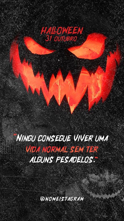 Stories Pesadelos De Halloween  Frase De Social Media Psd Editável