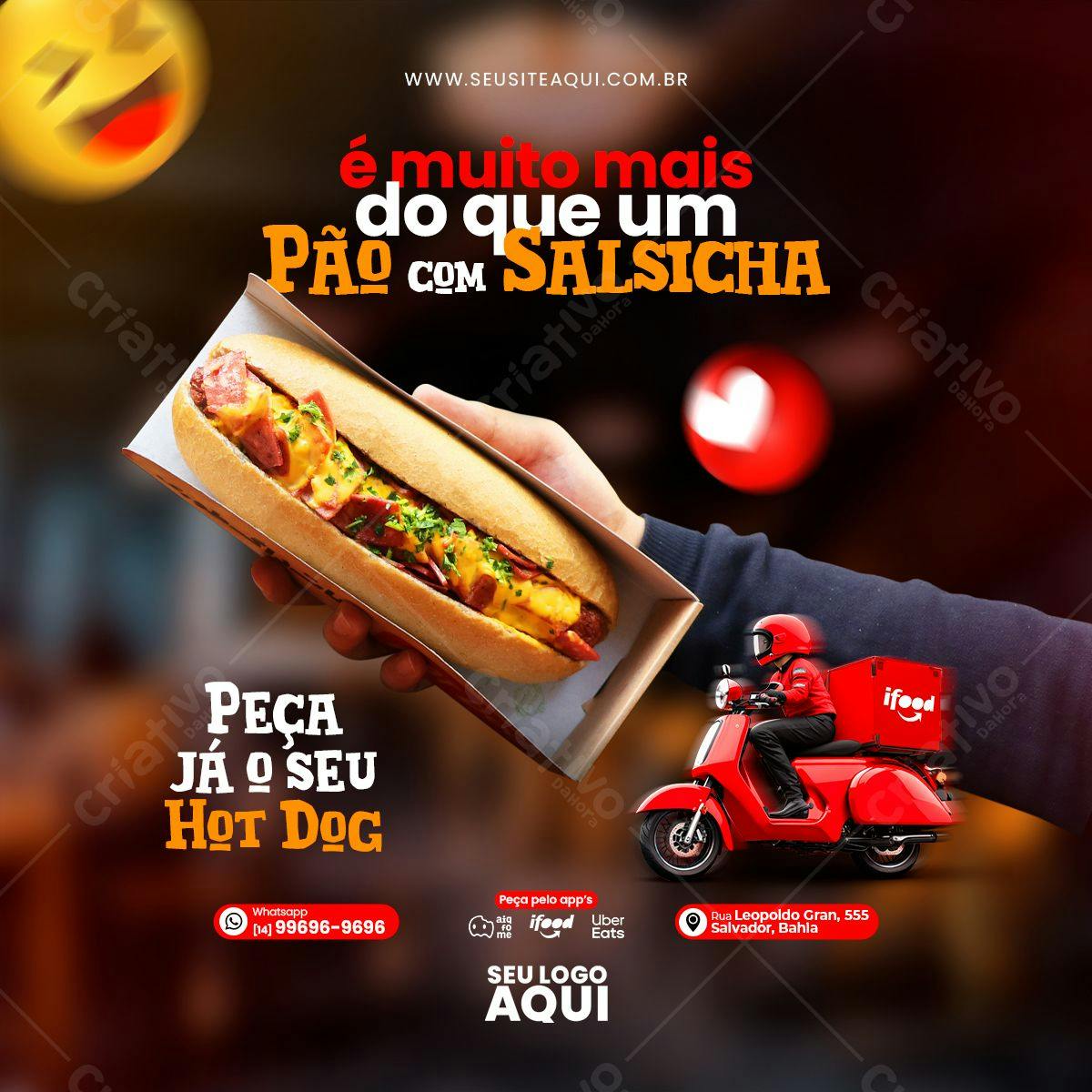 Flyer para Delivery de Hot Dog PSD Editável