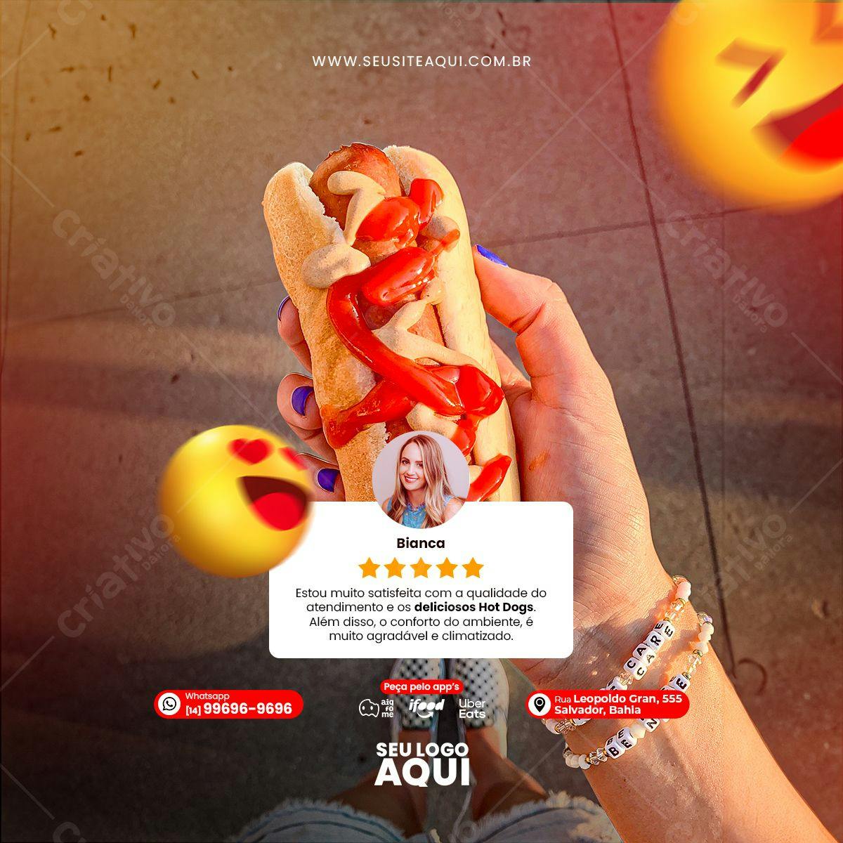 Post para Redes Sociais Hot Dog PSD Editável