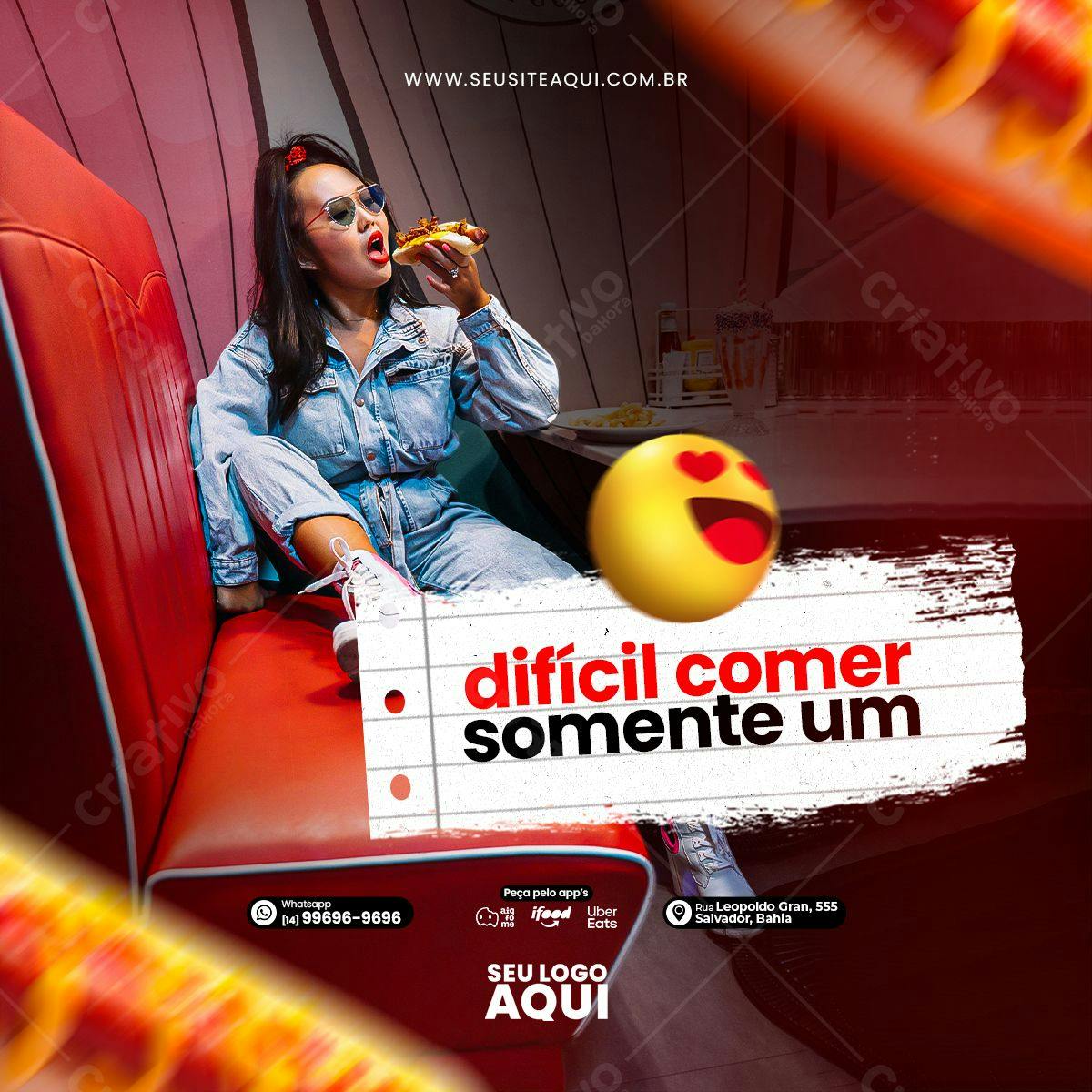 Post para Redes Sociais Lanchonete PSD Editável