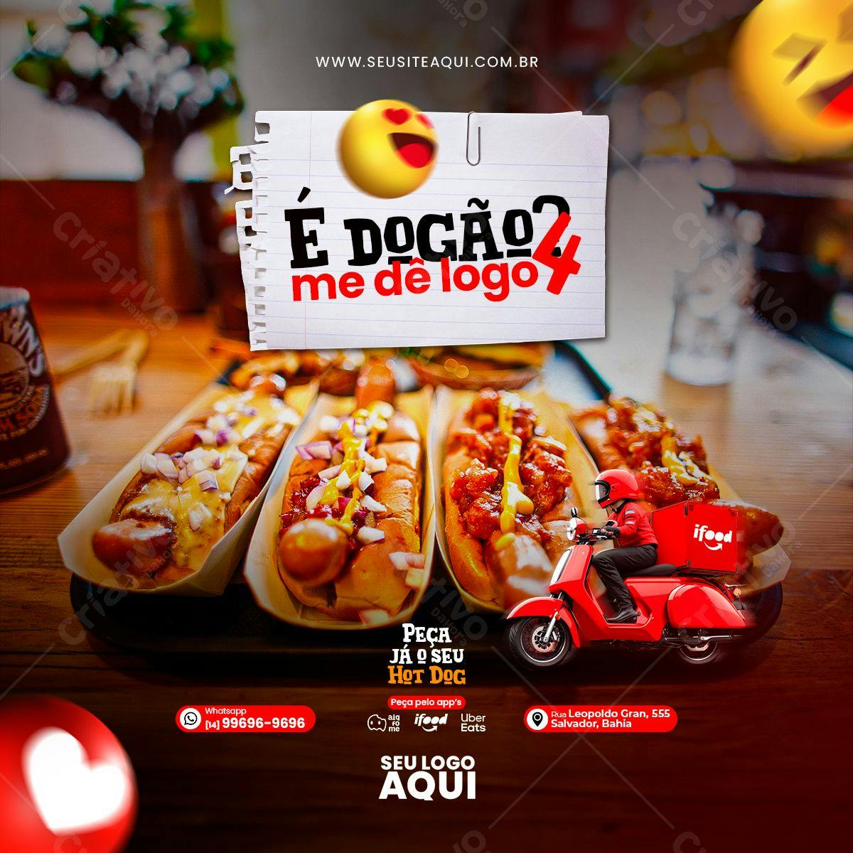 Post para Redes Sociais Hot Dog PSD Editável