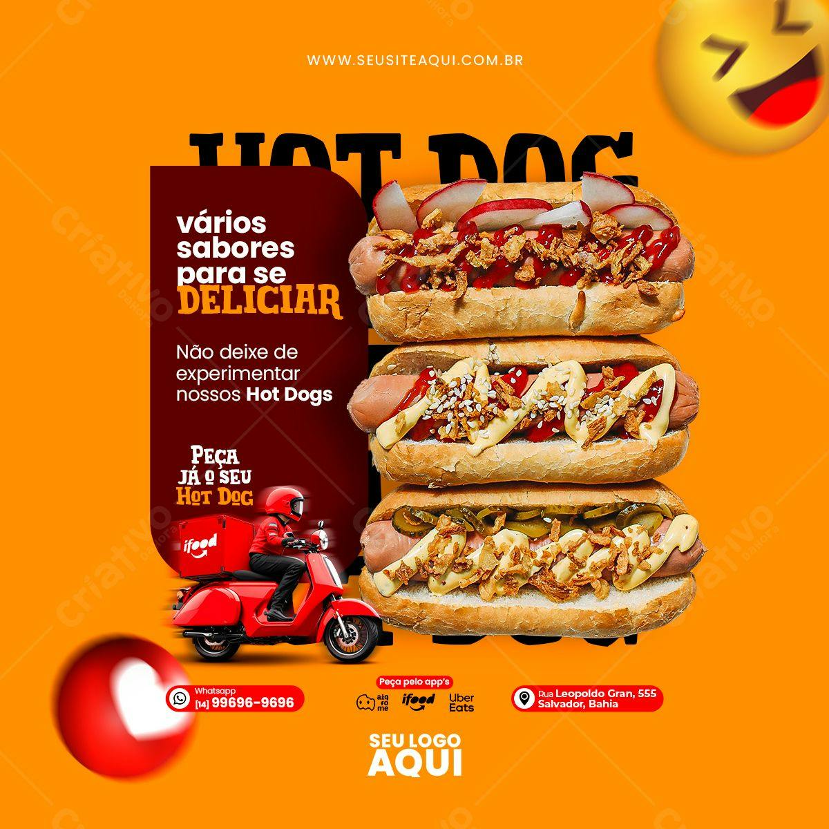 Post para Redes Sociais Hot Dog PSD Editável