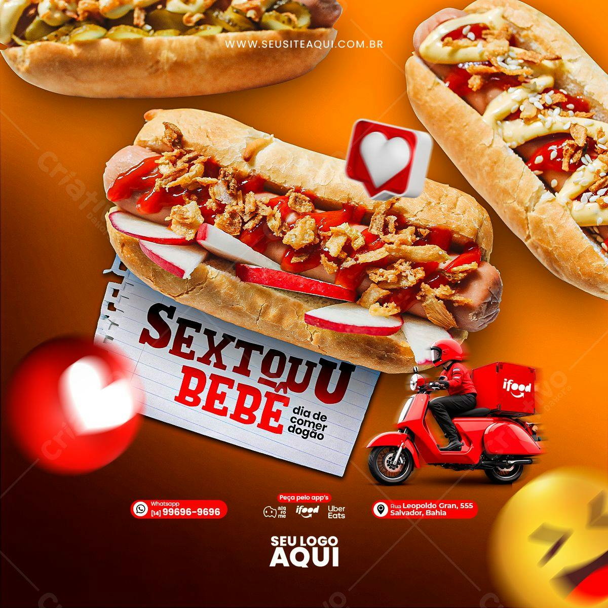 Post para Redes Sociais Dia de Comer Dogão PSD Editável
