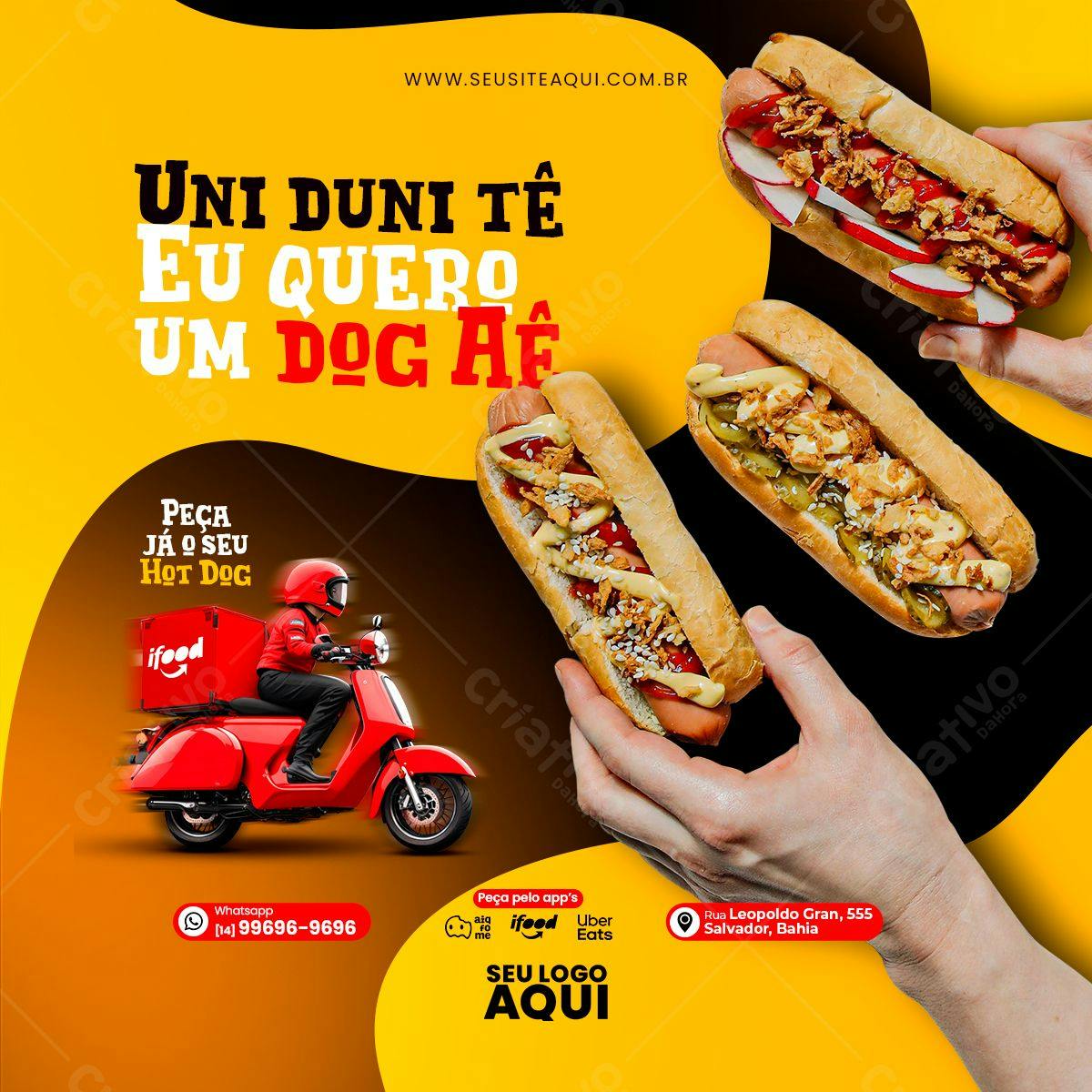 Template de Post para Redes Sociais Hot Dog PSD Editável