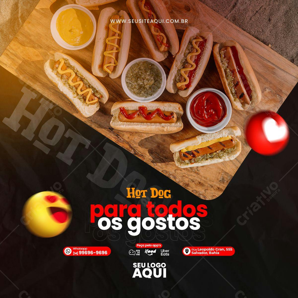 Template de Post para Redes Sociais Hot Dog PSD Editável