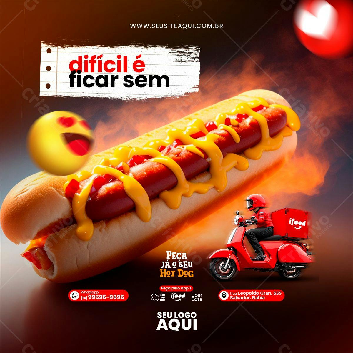 Template Hot Dog Delivery PSD Editável