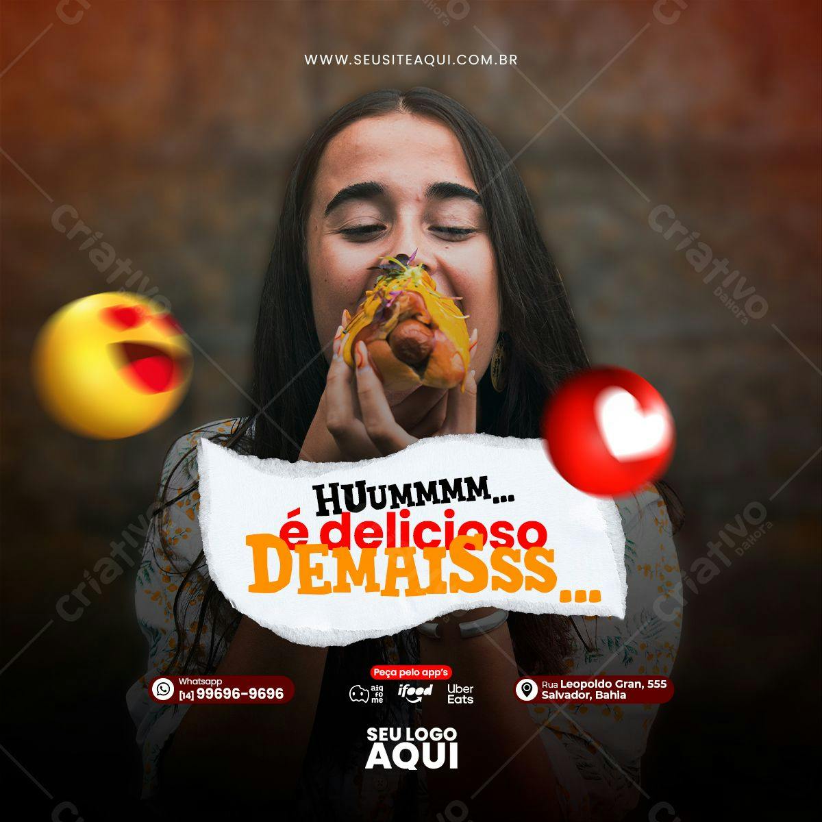 Post para Redes Sociais Hot Dog PSD Editável