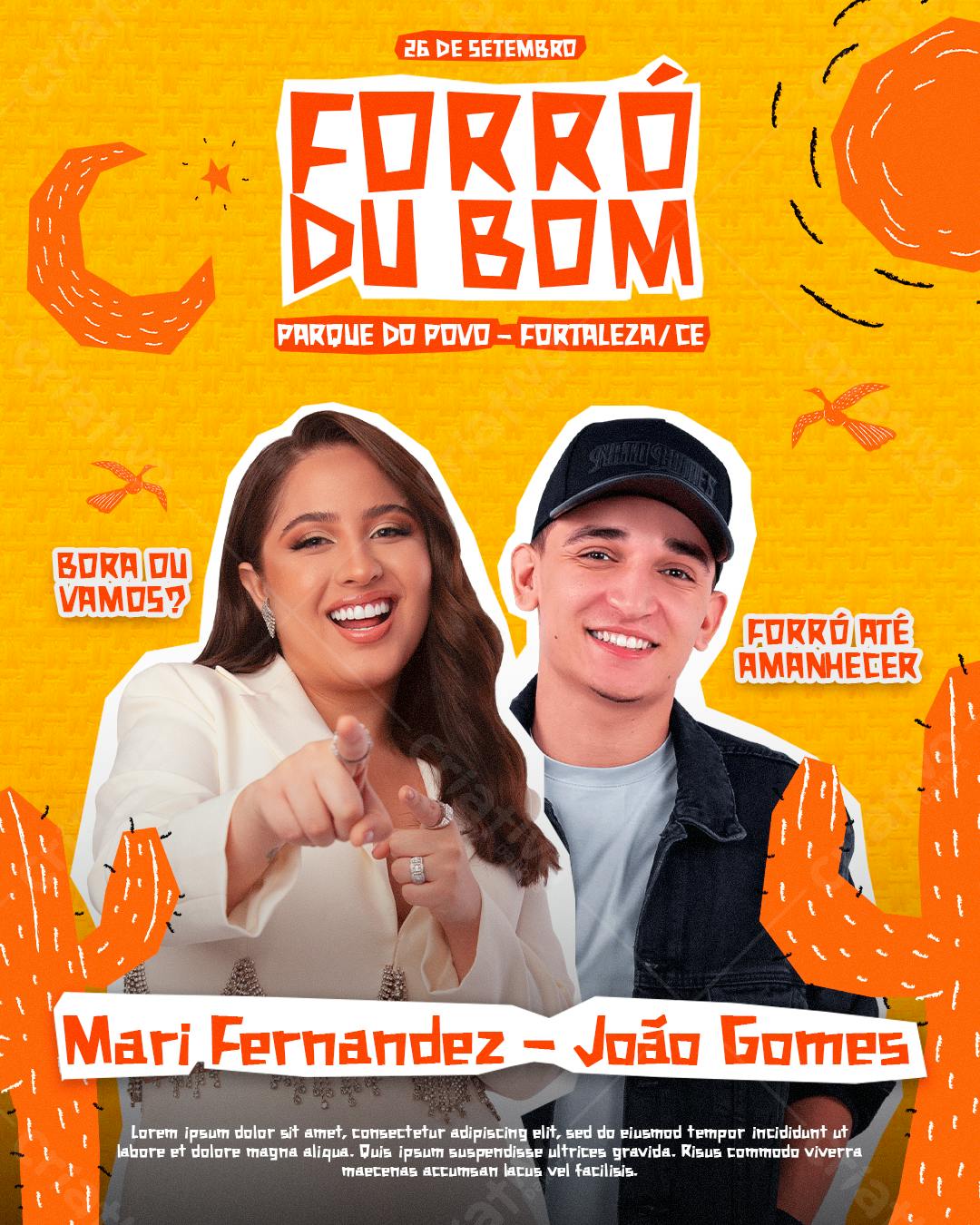 Flyer para Evento de Forró com Mari Fernandez e João Gomes PSD Editável
