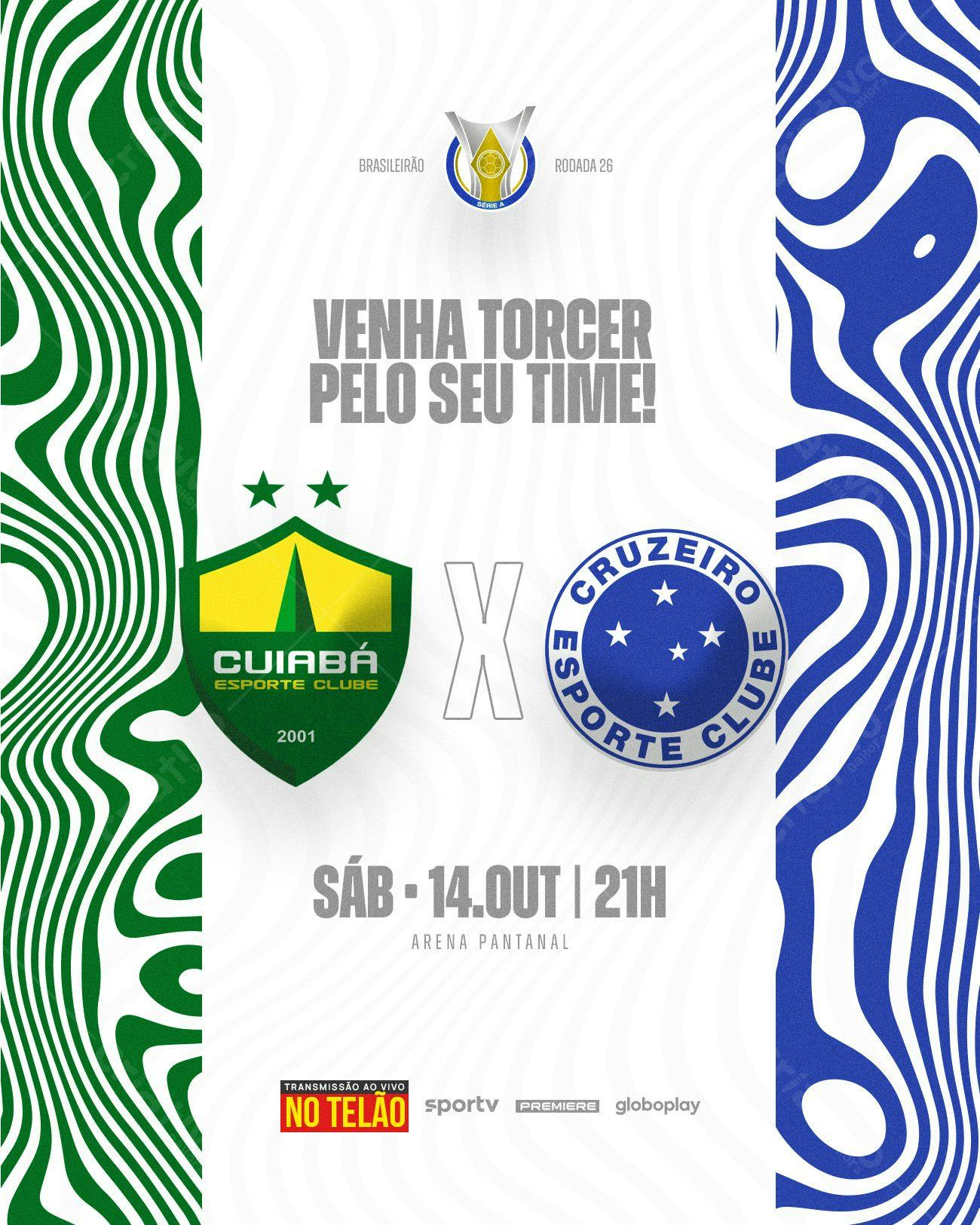 Post para Redes Sociais Jogo Cuiabá x Cruzeiro PSD Editável