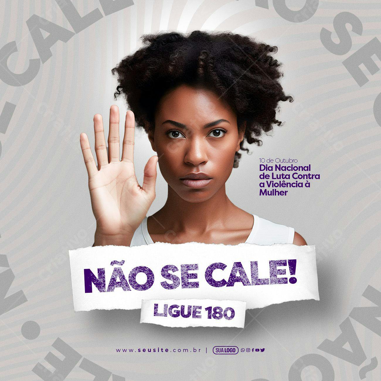 Post para Redes Sociais Dia Nacional de Luta Contra a Violência à Mulher PSD Editável