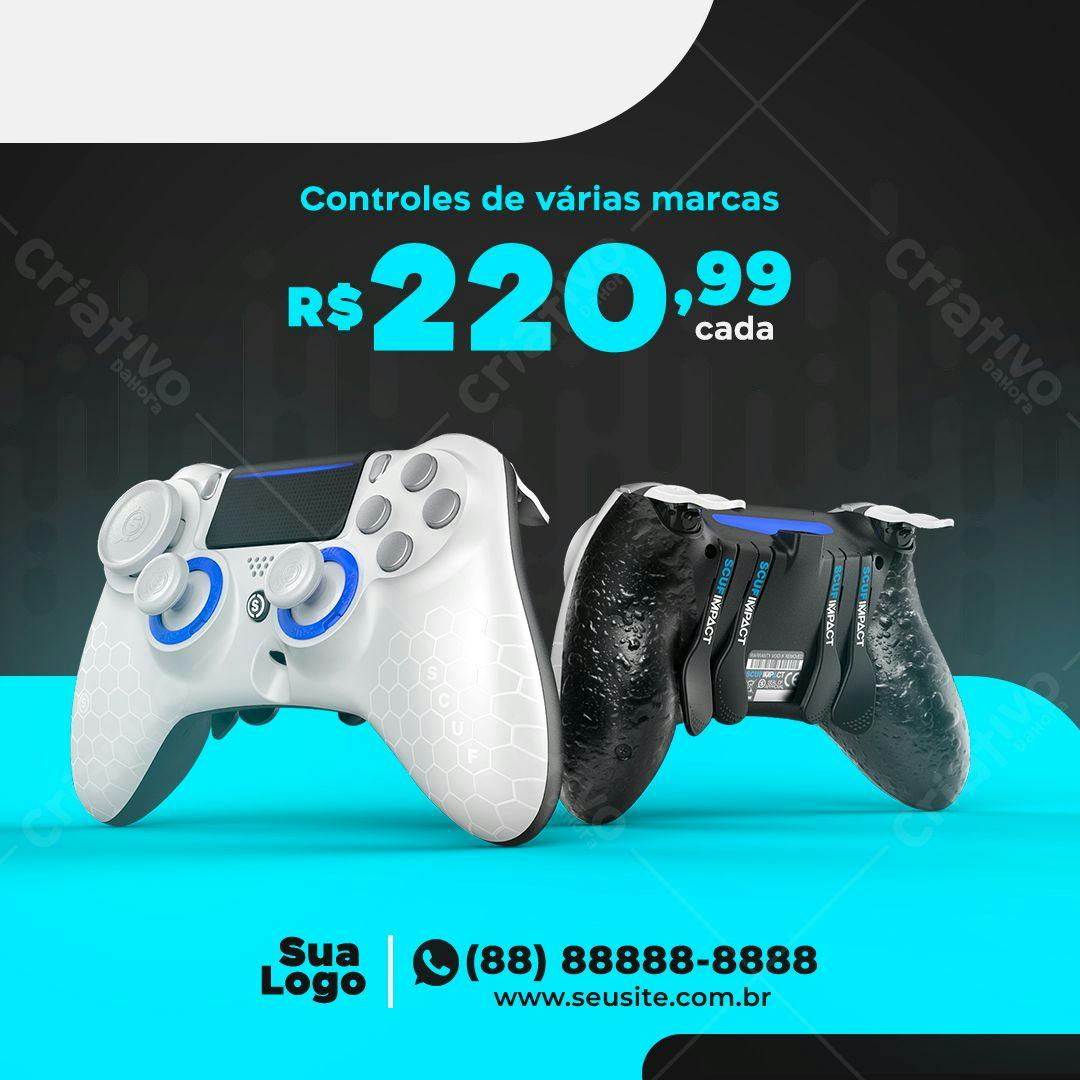 Mockup de Controle de Video Game para Loja Online PSD Editável