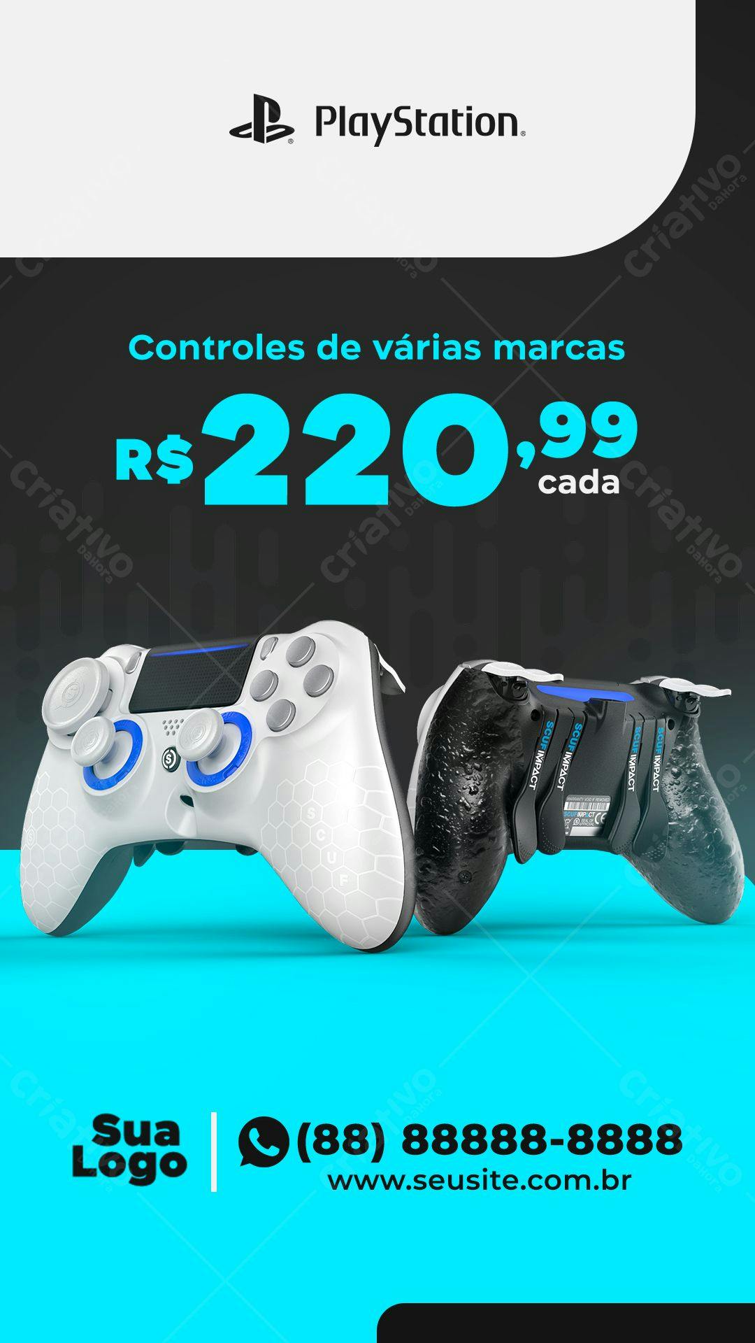 Template de Banner para Promoção de Controles de Playstation PSD Editável