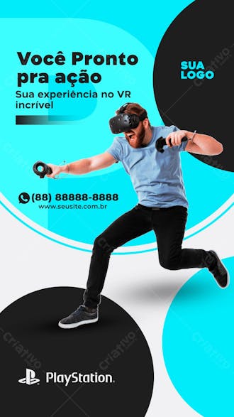 Você pronto pra ação realidade virtual playstation informática psd editável