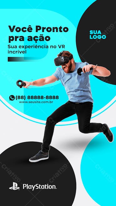 Você Pronto Pra Ação Realidade Virtual Playstation Informática Psd Editável