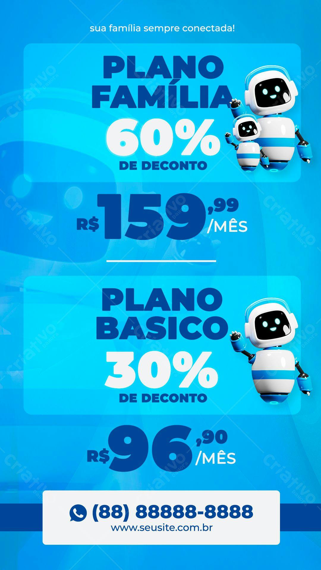 Template de Flyer para Plano de Internet Família PSD Editável