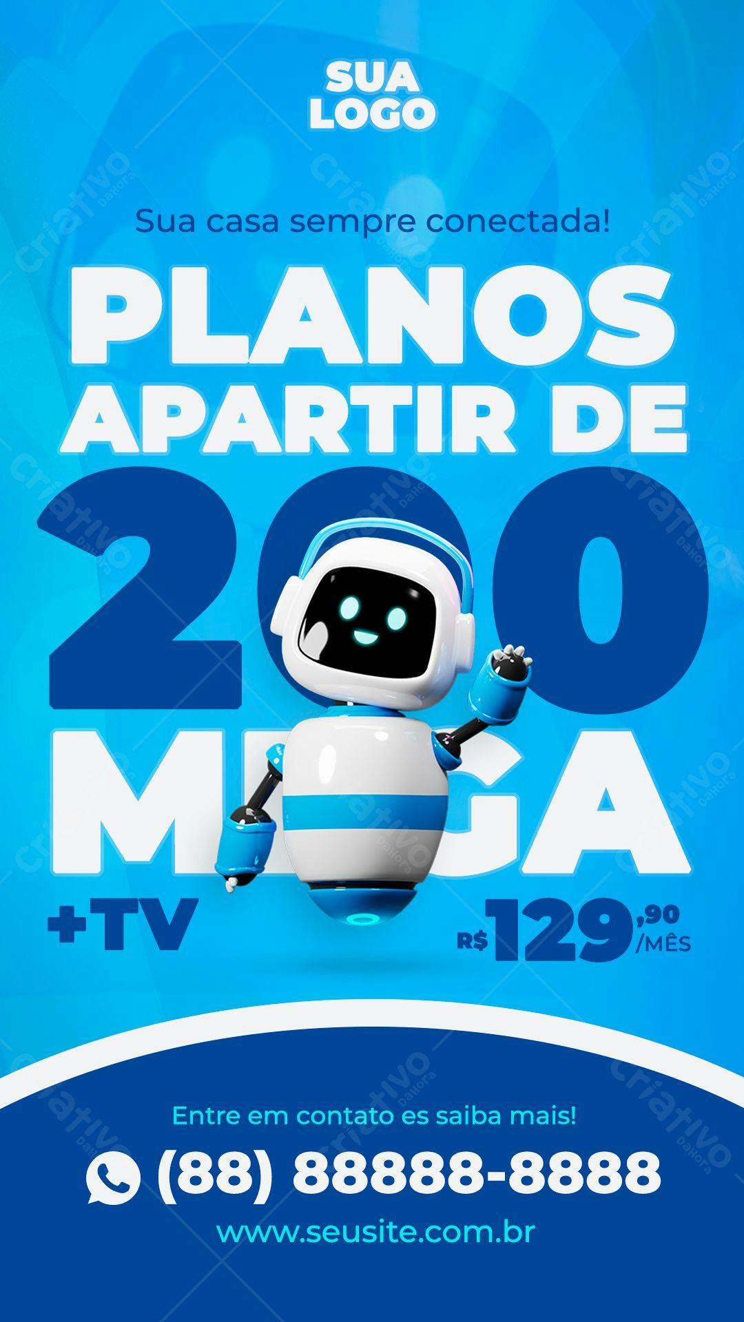 Flyer para Plano de Internet com Robô PSD Editável