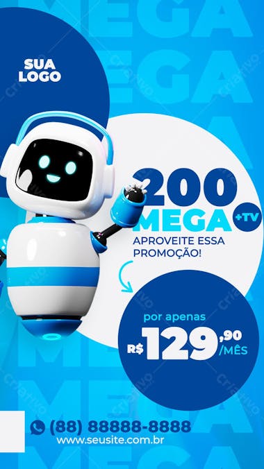 Stories promoção 200 mega de internet social media psd editável