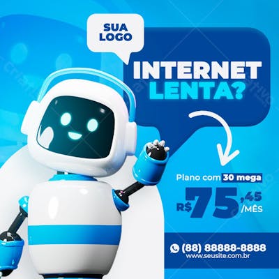 Internet Lenta Provedor De Internet Social Media Psd Editável