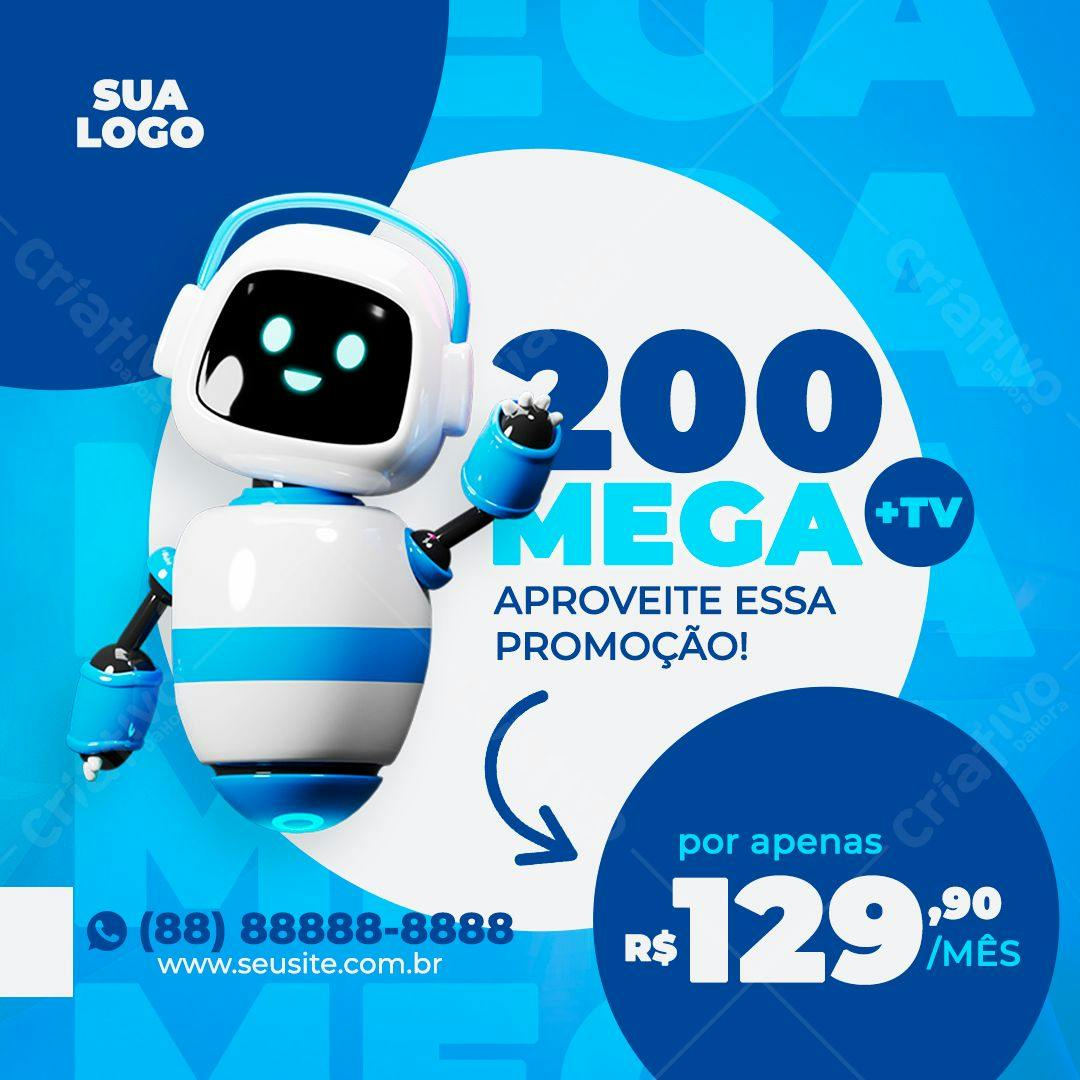 Banner para Promoção de Internet 200 Mega + TV PSD Editável