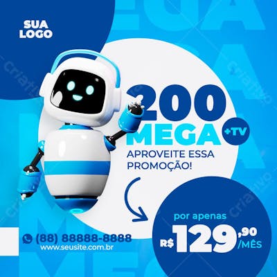Promoção 200 Mega De Internet Social Media Psd Editável