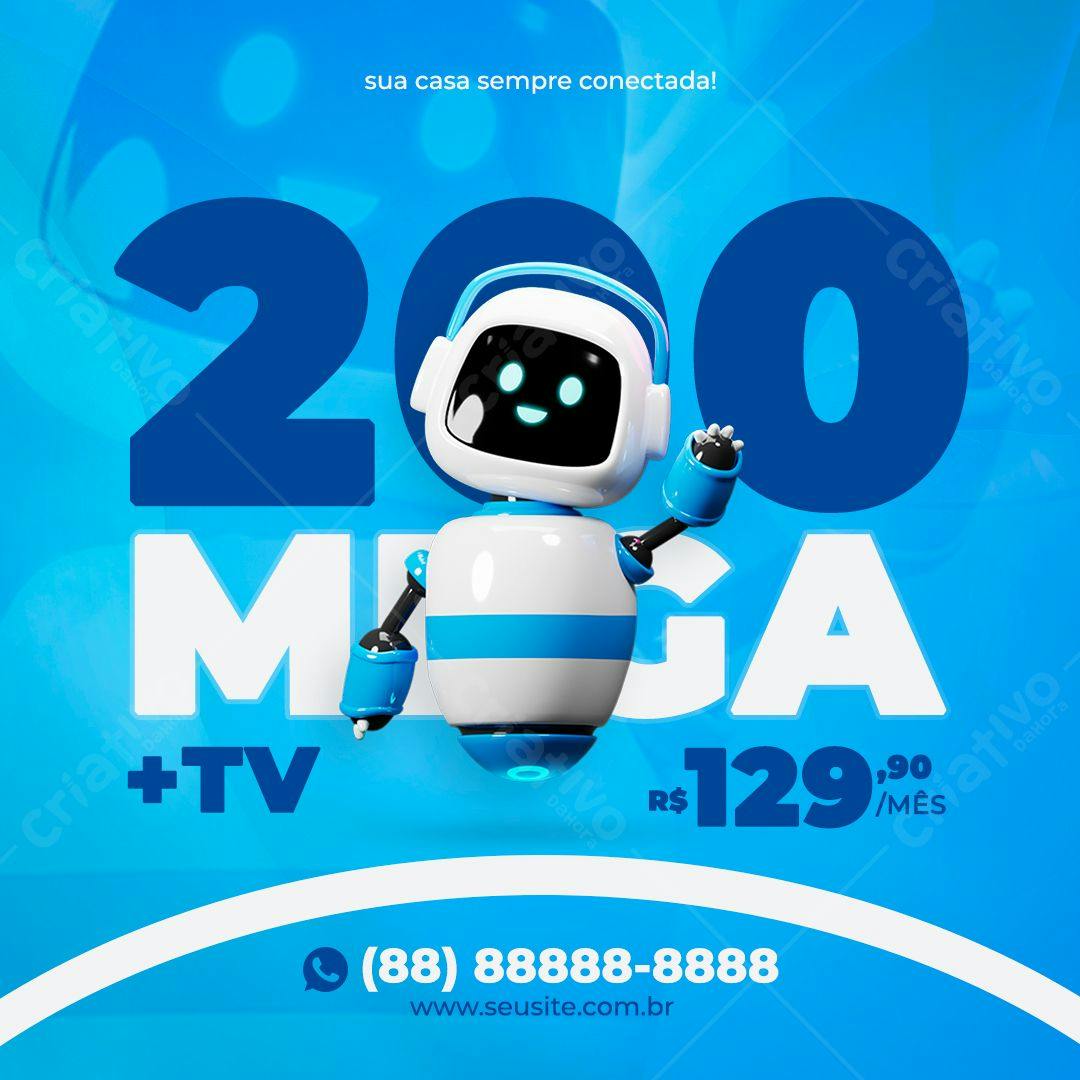 Banner para Promoção Internet 200 Mega + TV PSD Editável