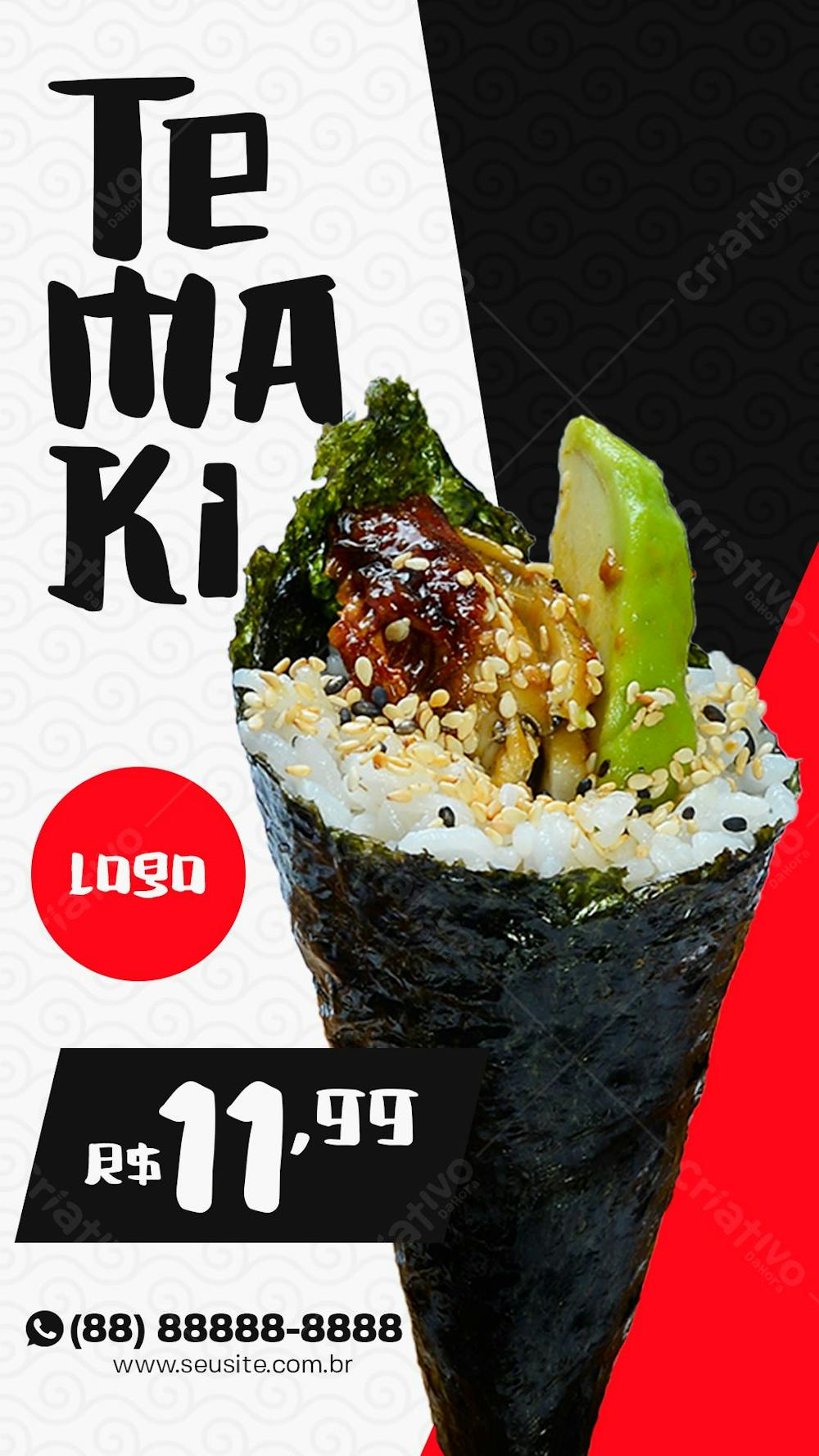 Story O Melhor Temaki Comida Japonesa Post Social Media Psd Editável