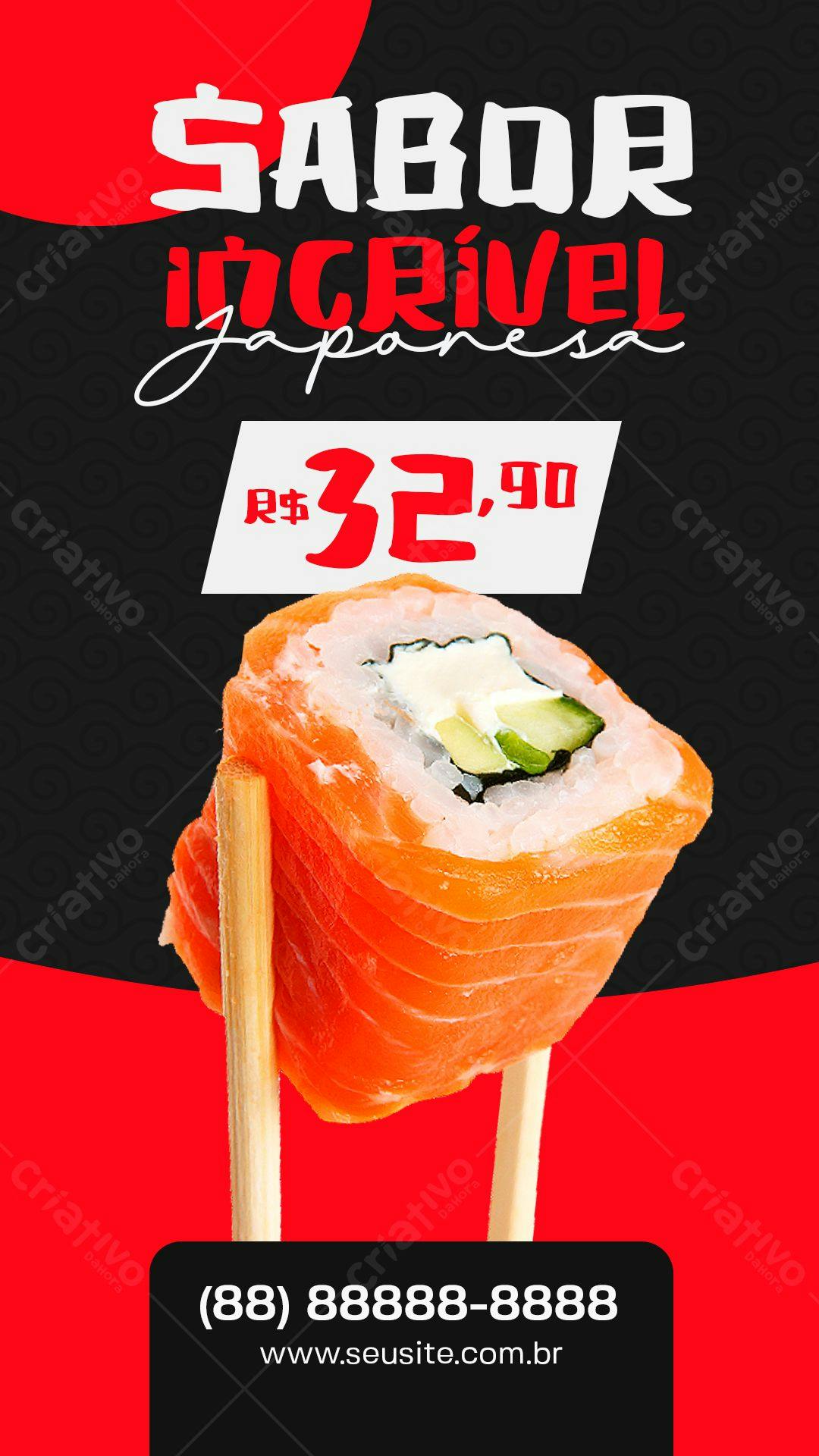 Template de Cardápio para Restaurante Japonês PSD Editável