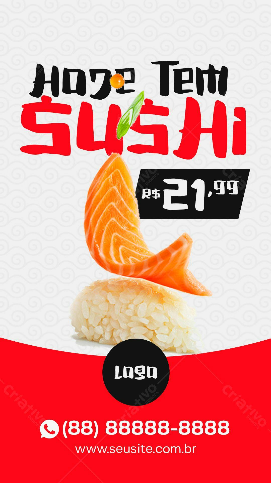 Flyer para Promoção de Sushi PSD Editável