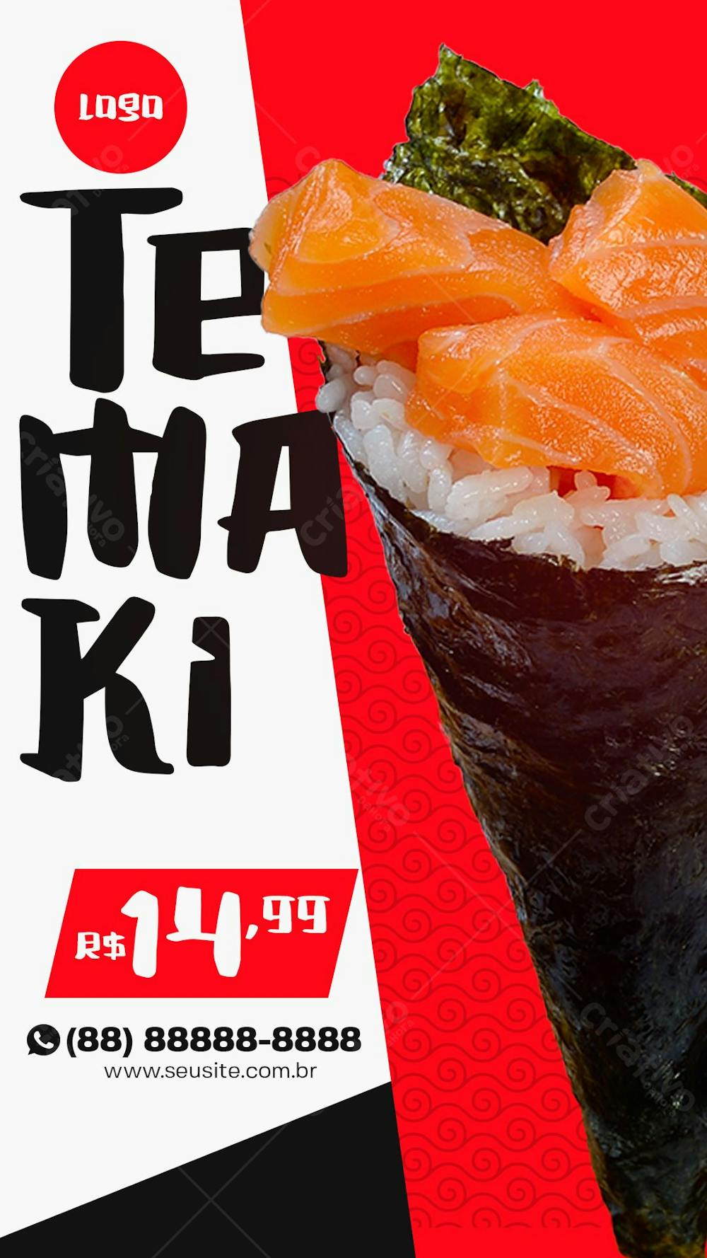 Story Temaki Comida Japonesa Post Social Media Psd Editável