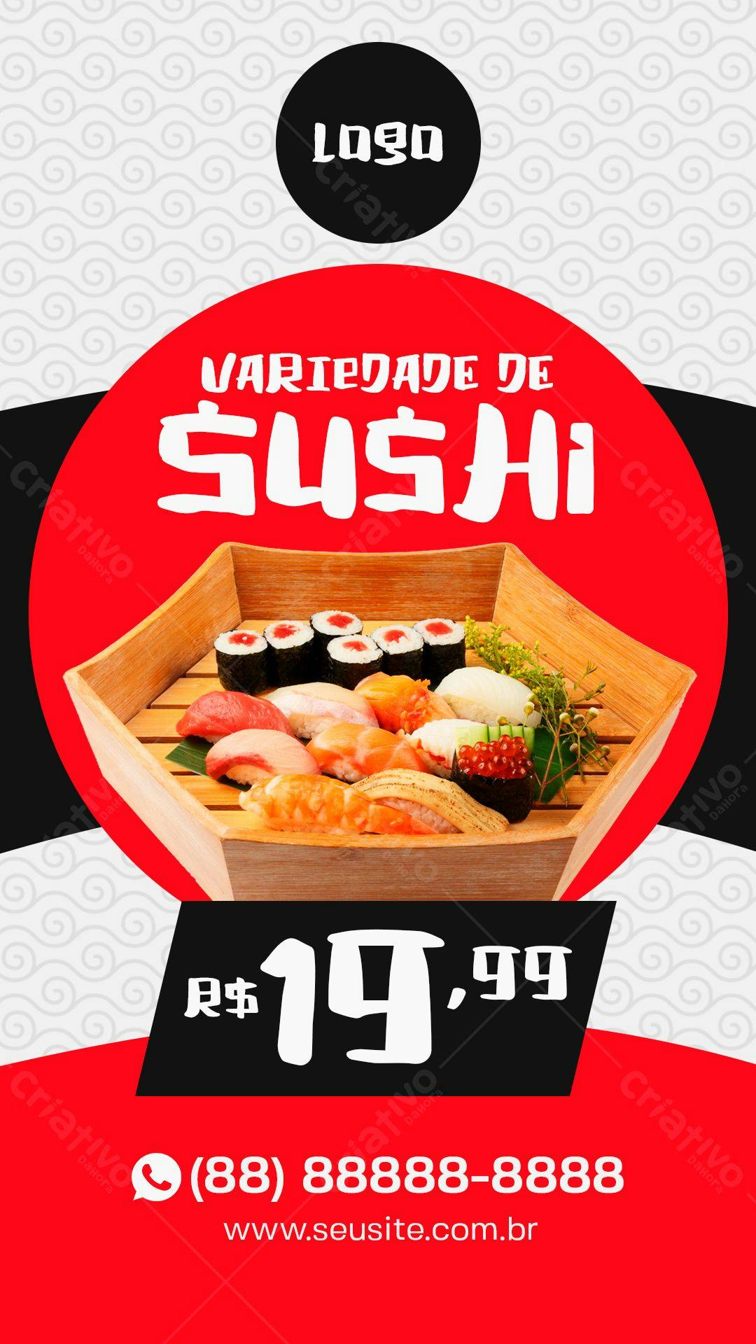 Cardápio de Sushi Promoção R$19,99 PSD Editável