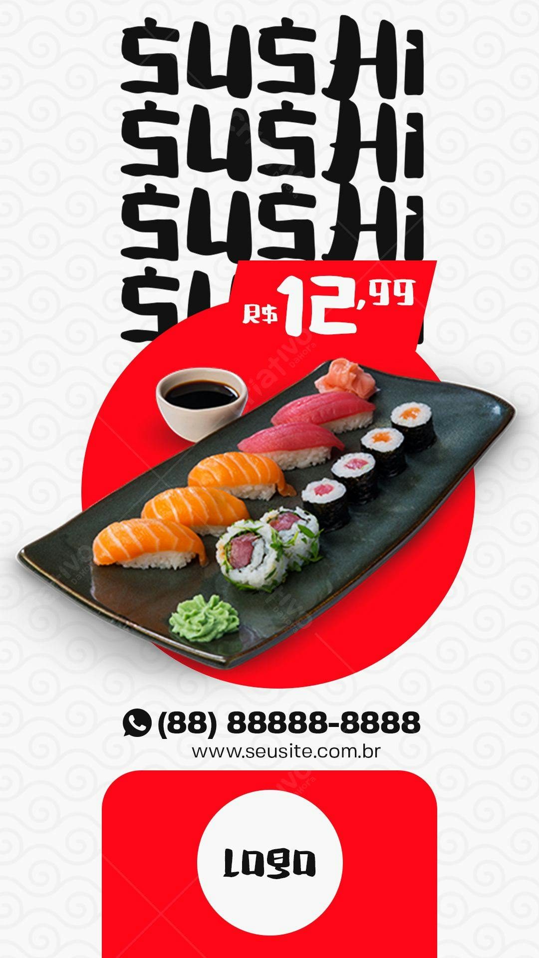 Cardápio de Sushi para Delivery PSD Editável