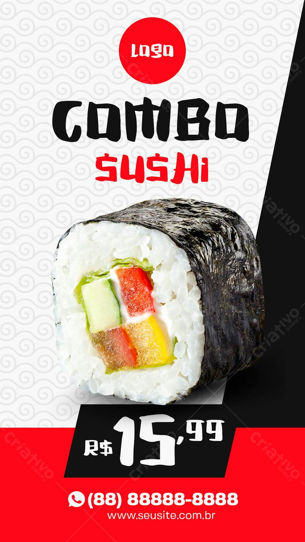 Story Combo Sushi Comida Japonesa Social Media Psd Editável