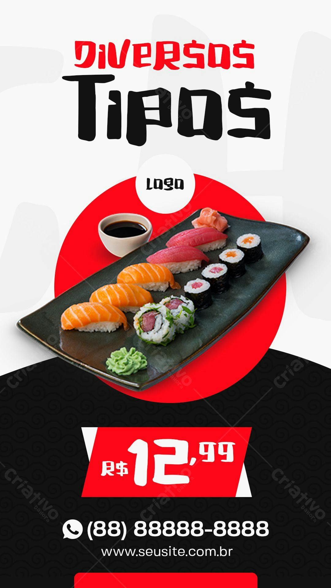 Cardápio de Sushi para Restaurante PSD Editável
