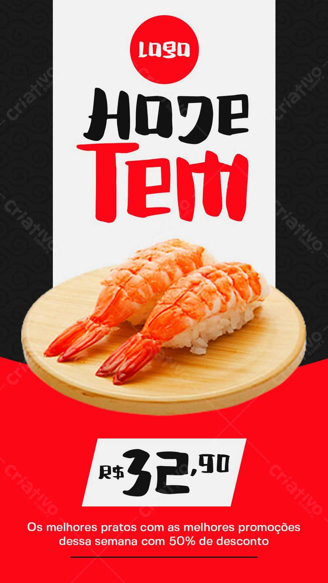 Flyer para Promoção de Sushi PSD Editável