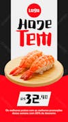 Story hoje tem sushi comida japonesa social media psd editável