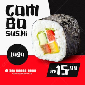 Combo sushi comida japonesa social media psd editável