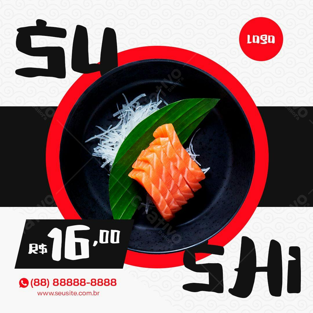 Post para Redes Sociais de Sushi PSD Editável