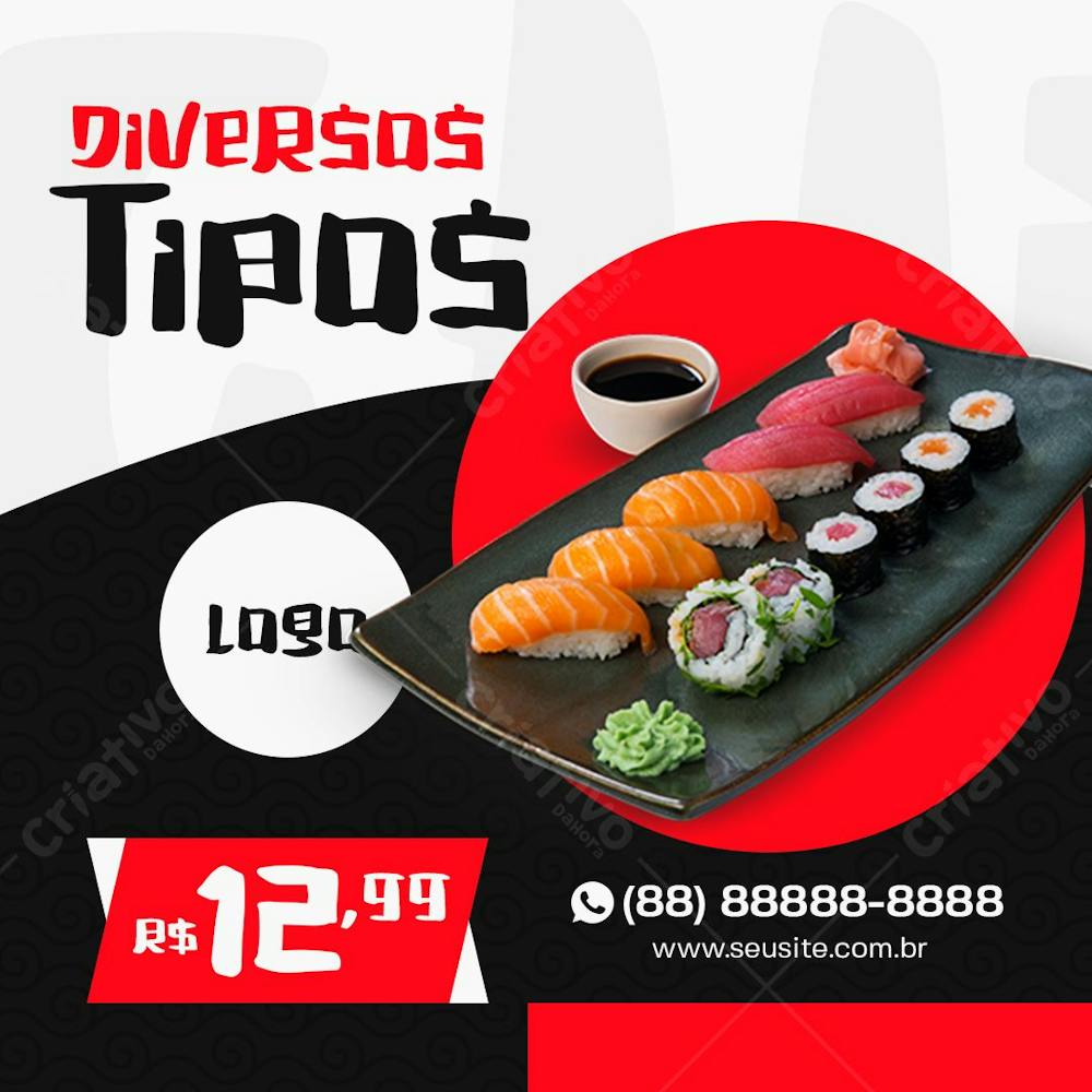 Diversos Tipos De Comida Japonesa Post Social Media Psd Editável