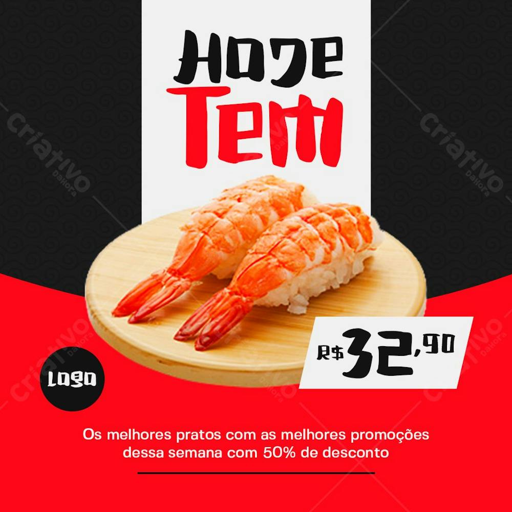 Hoje Tem Sushi Comida Japonesa Social Media Psd Editável