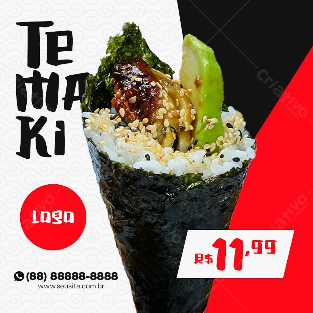 O Melhor Temaki Comida Japonesa Post Social Media Psd Editável