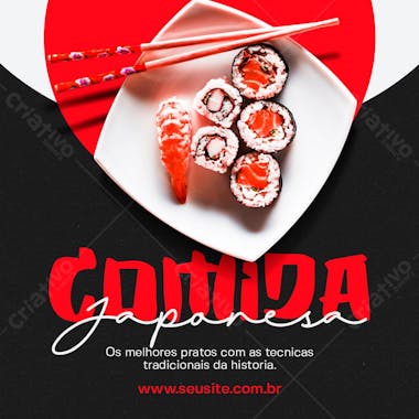 Post comida japonesa social media psd editável