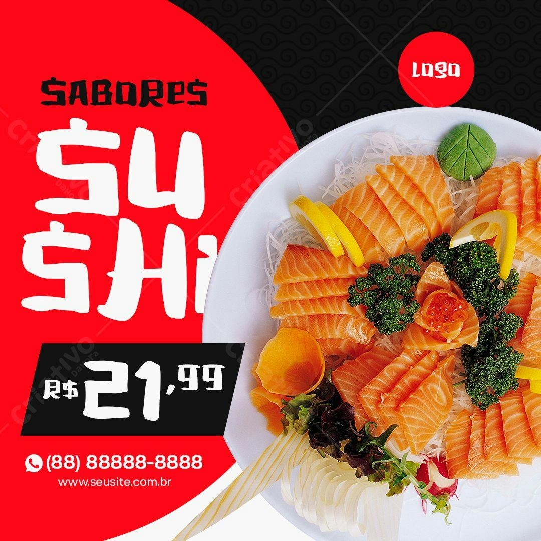 Cardápio de Sushi para Redes Sociais PSD Editável