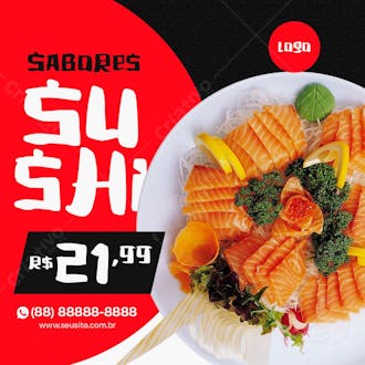 Sushi em promoção comida japonesa social media psd editável